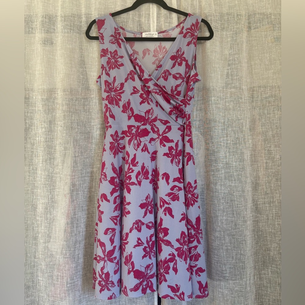 Kaileigh Purple and Pink Floral Midi Dress